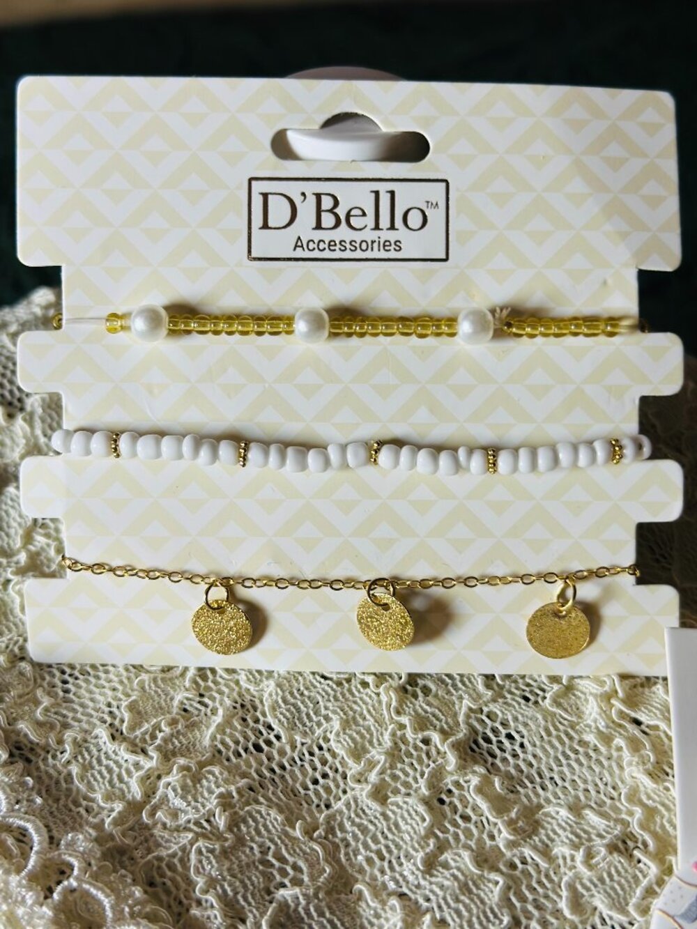 Modern Muse Boho-Chic Triple Anklet Set: Pearl, White Bead & Gold Coin Stack